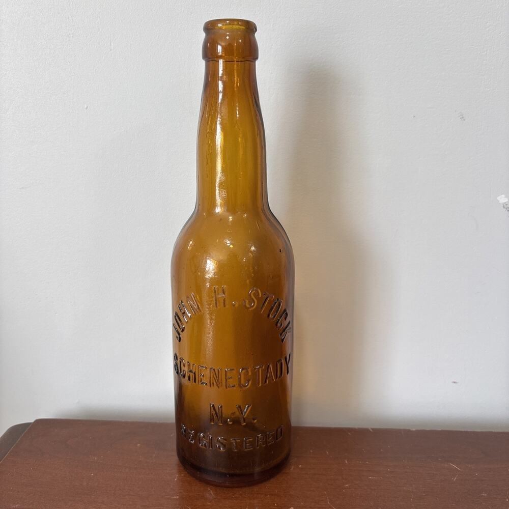 VINTAGE JOHN H STOCK SCHENECTADY NY BROWN AMBER BEER BOTTLE